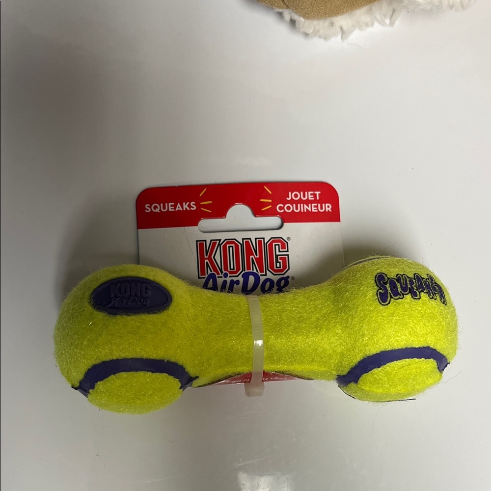 KONG AirDog Squeaker Dumbbell - Bright Yellow
